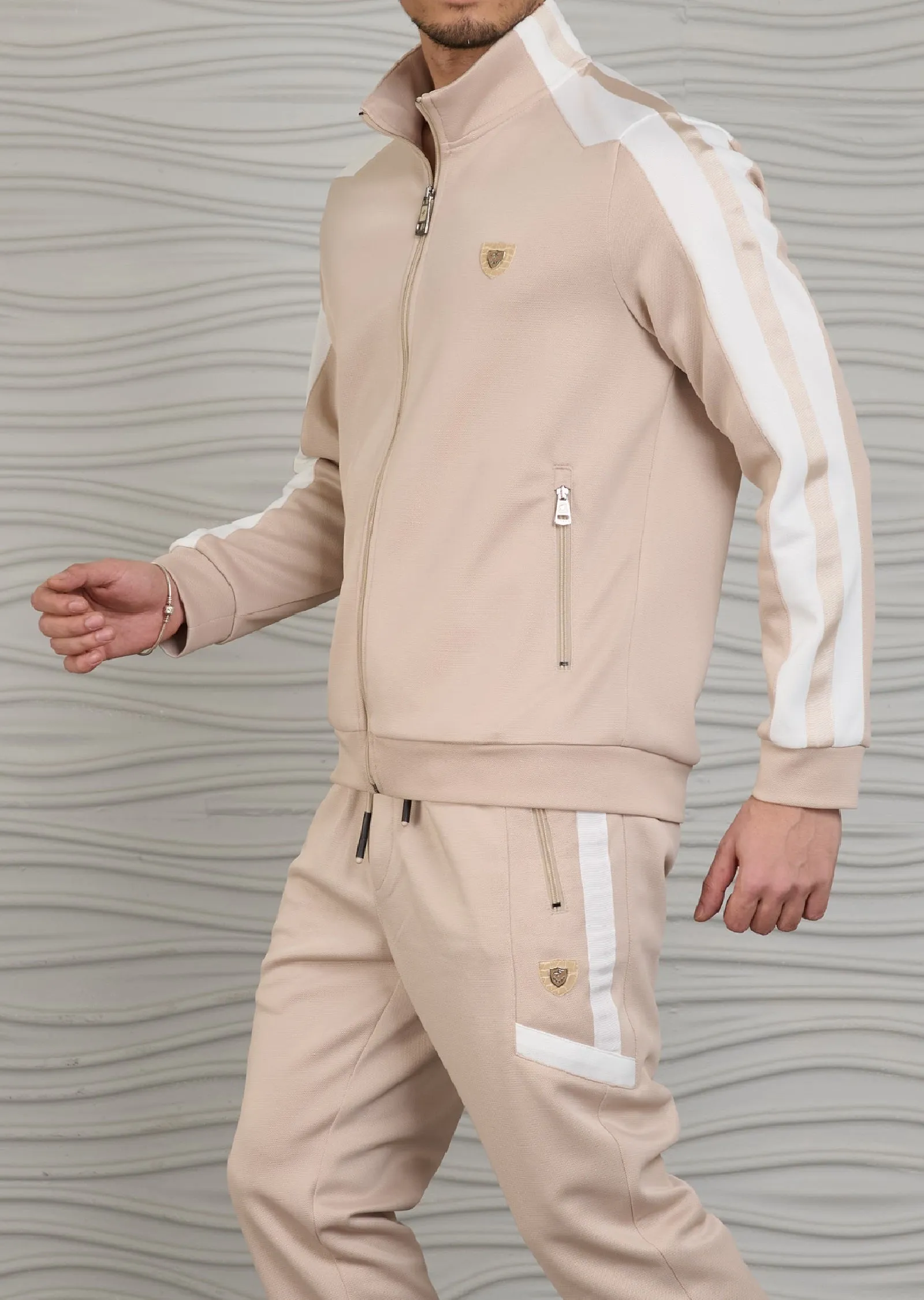 Beige Contrast 2-pcs Tracksuit