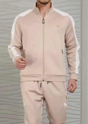 Beige Contrast 2-pcs Tracksuit