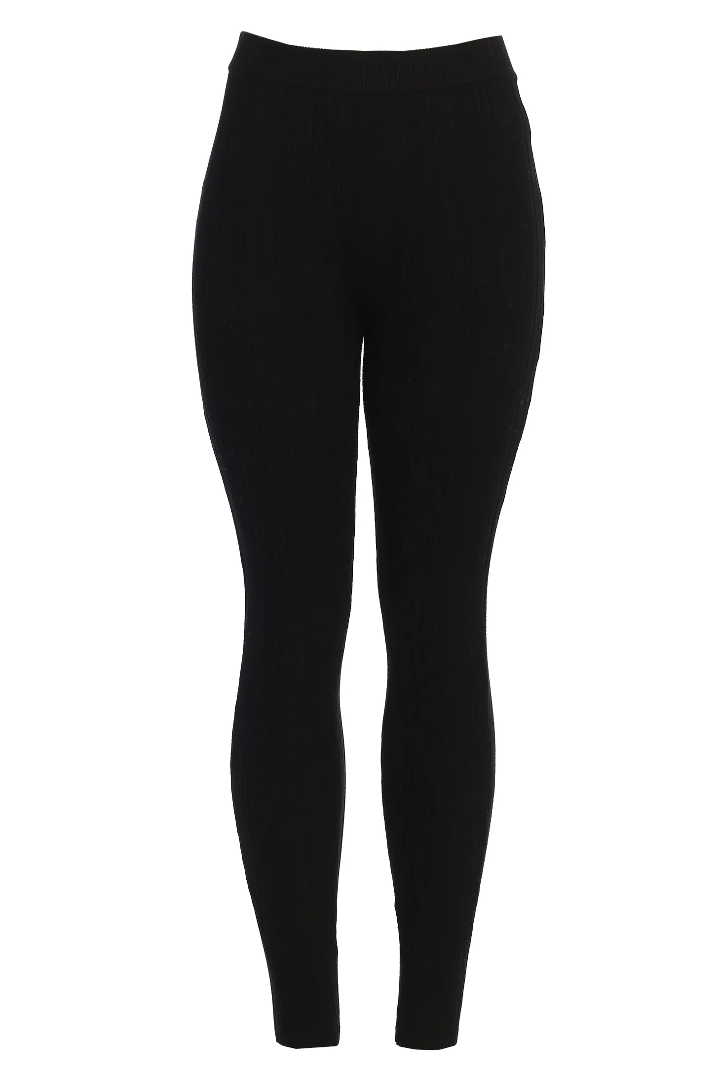 Black Ribbed High Waist Leggings