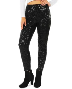 Black Sequin Leggings High Waisted