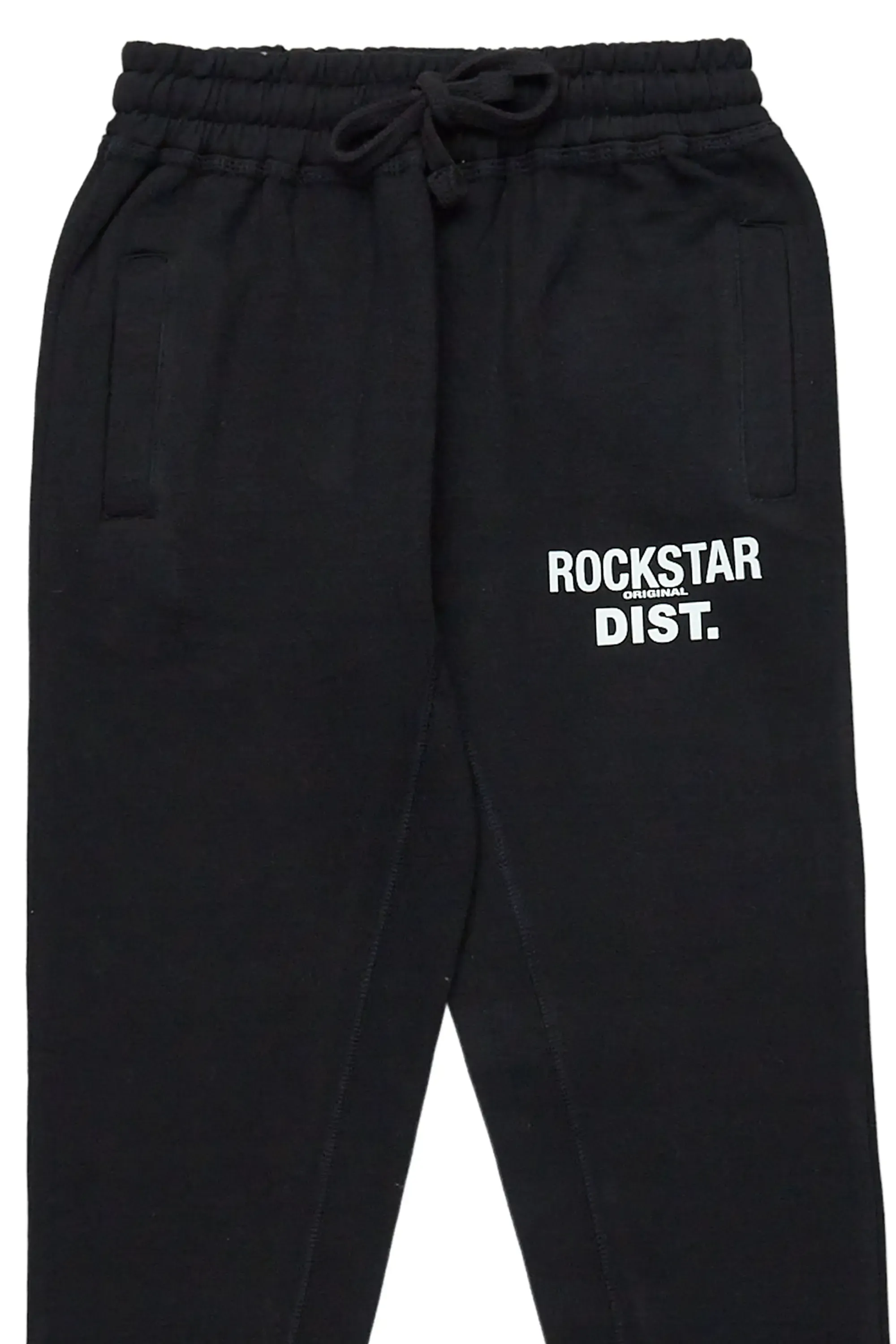 Boys Alpine Black Super Stacked Trackpant