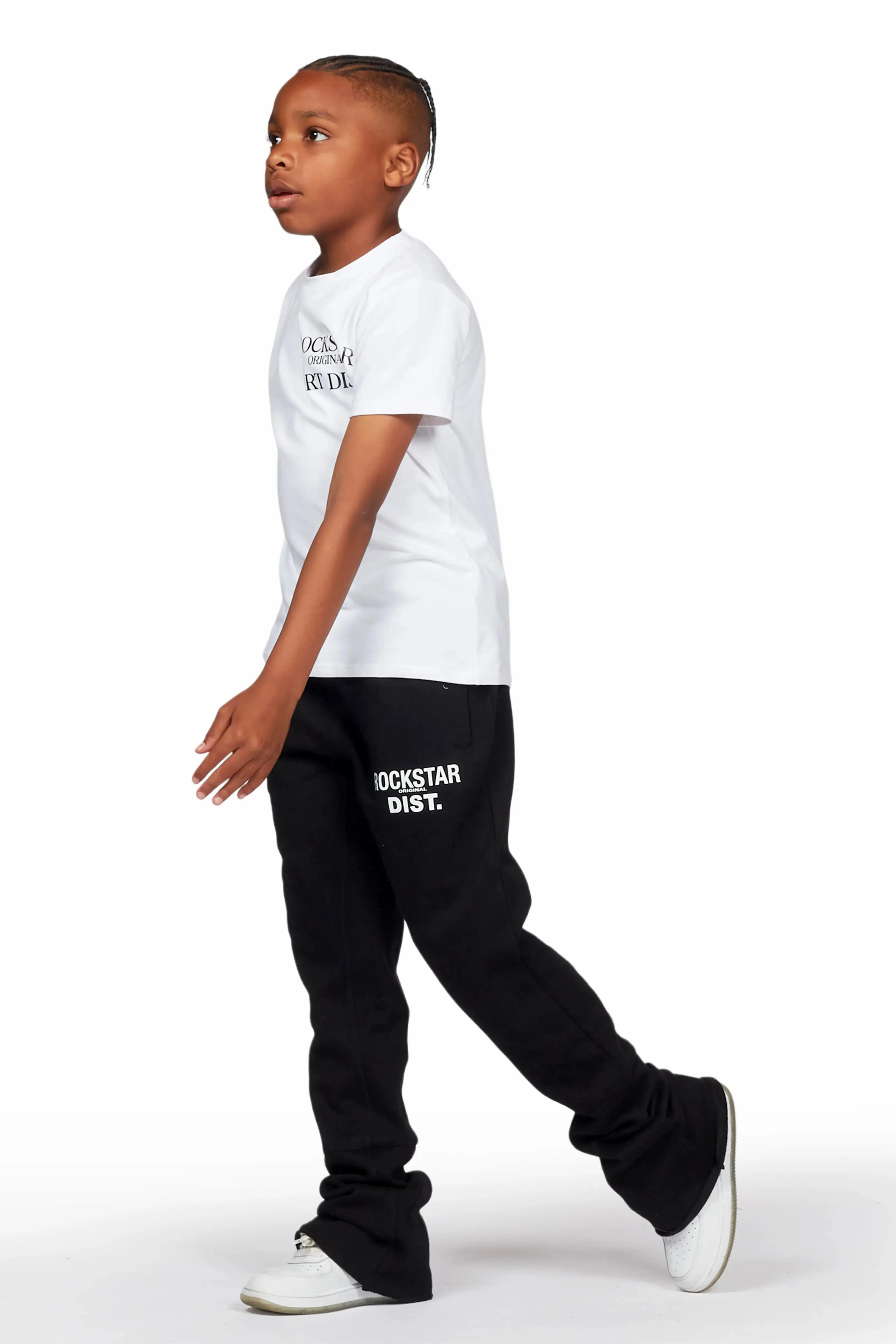 Boys Alpine Black Super Stacked Trackpant