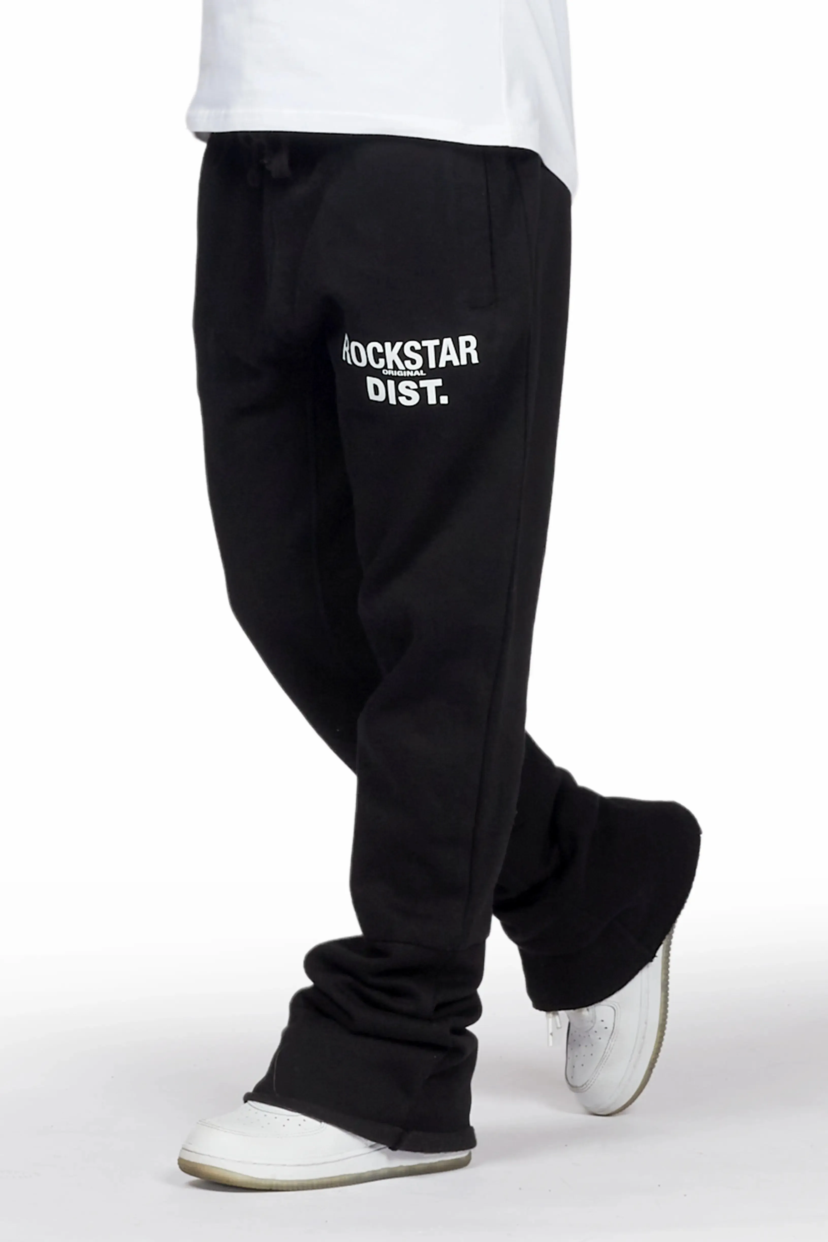 Boys Alpine Black Super Stacked Trackpant