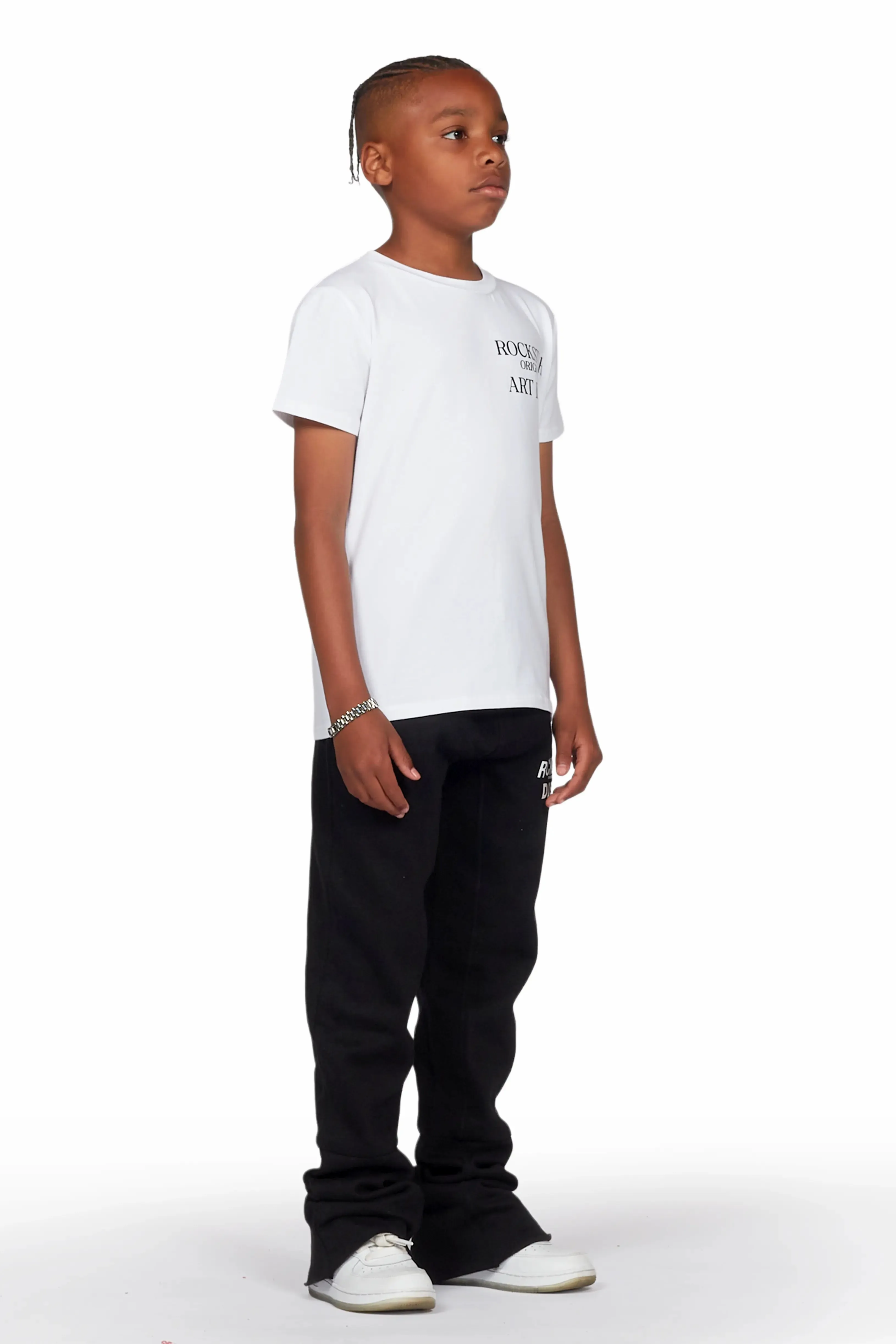 Boys Alpine Black Super Stacked Trackpant