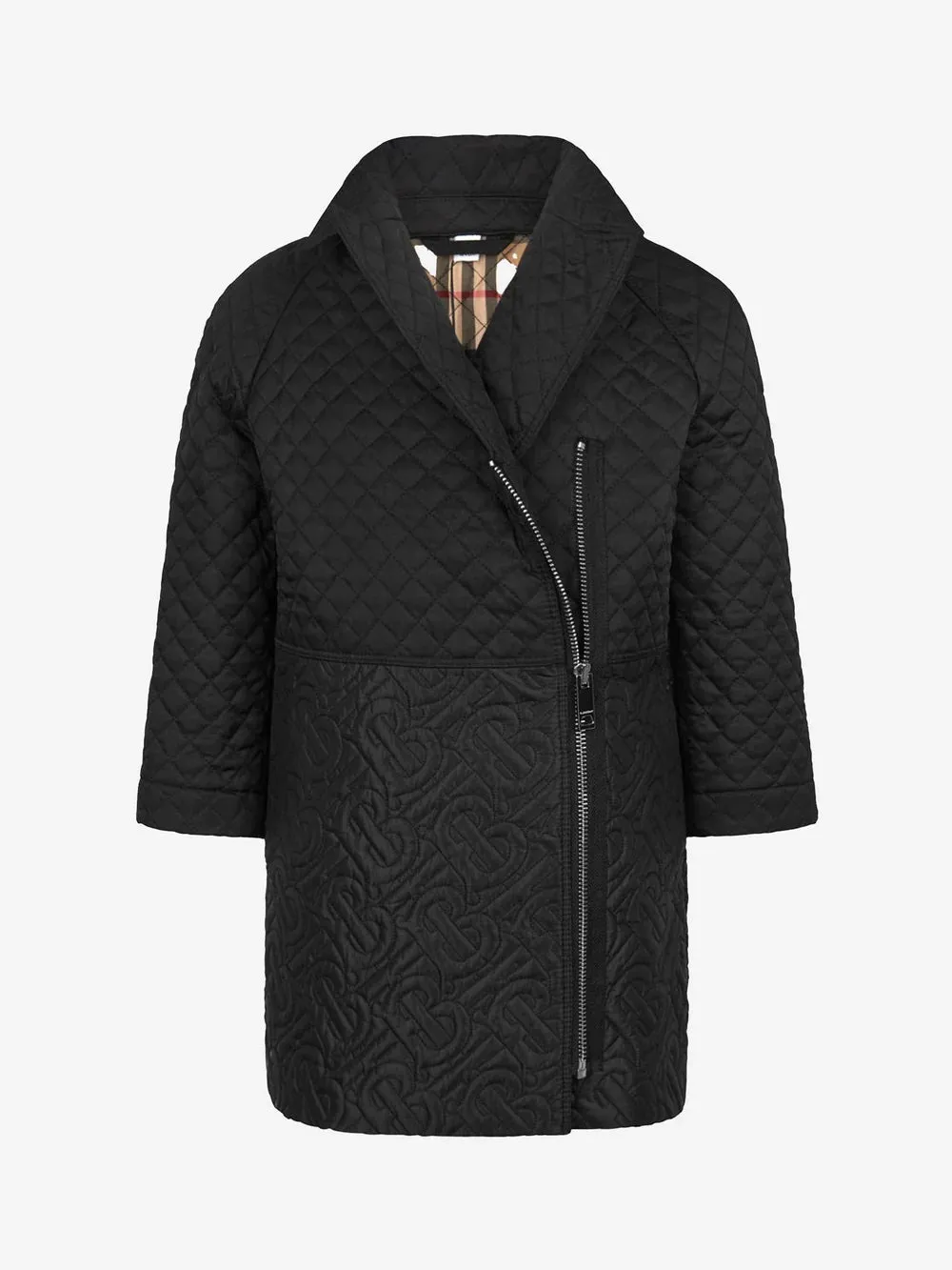 BURBERRY GIRLS GIA COCOON TB MONOGRAM QUILTED COAT