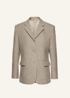 Cashmere blend boxy oversized blazer in beige