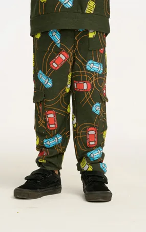 Chaser Race Car Cargo Pants in Forest Night