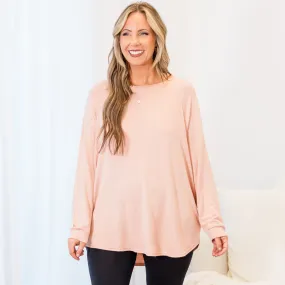 Curved Hem Slouchy Dolman Tunic, Blush Fleece