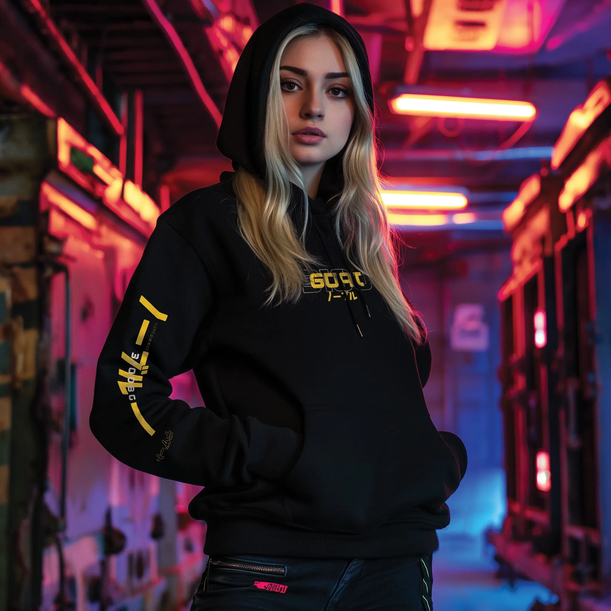 Cyber Shogun Pullover Premium Black Graphic Hoodie