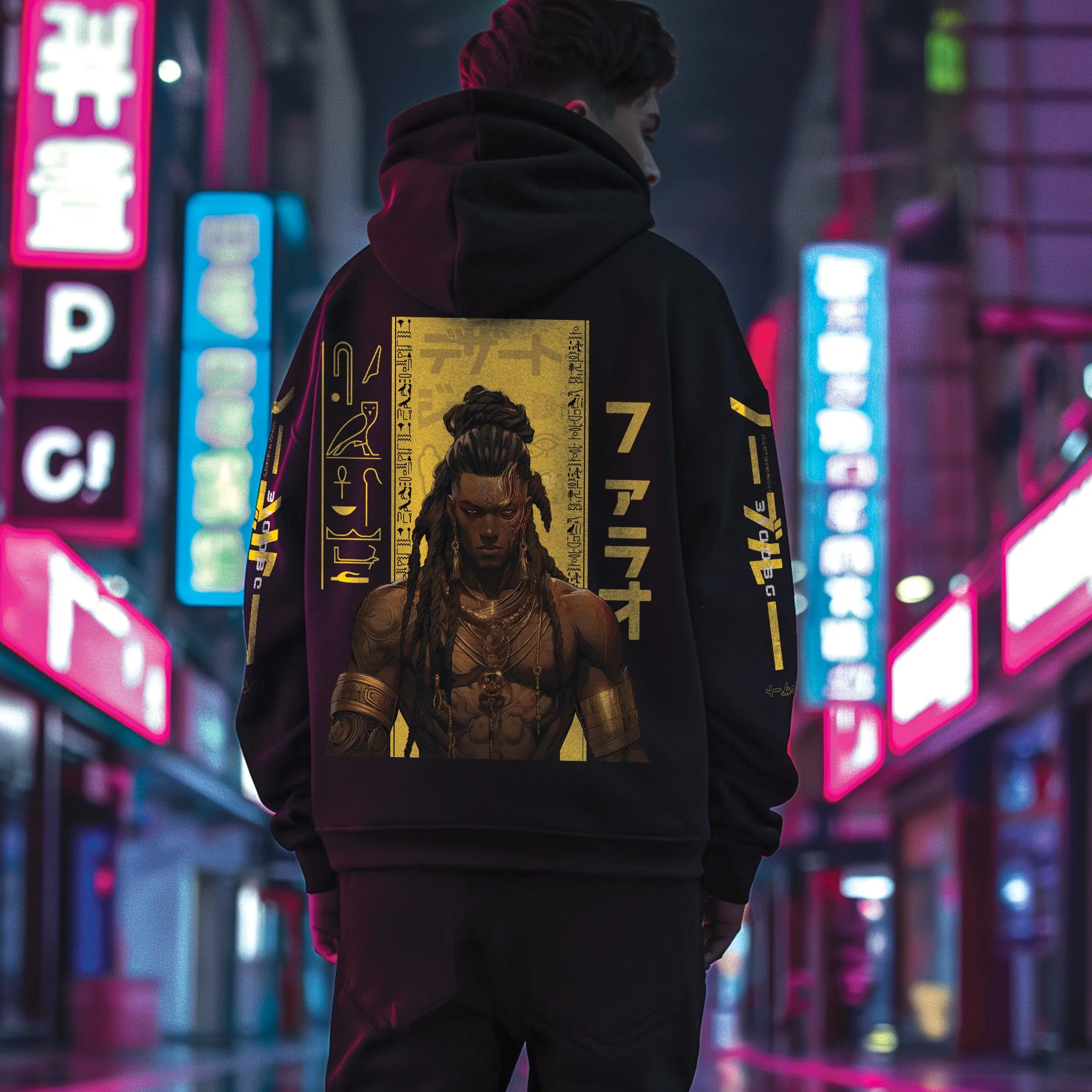 Cyber Shogun Pullover Premium Black Graphic Hoodie