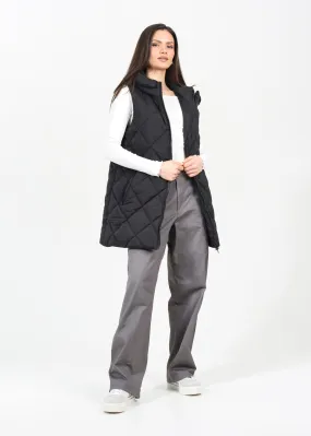 DIAMOND QUILTED HOODED GILET