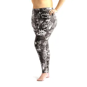 Down the Rabbit Hole print fleecey leggings - plus size range