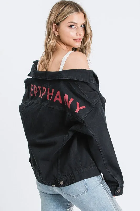 EPIPHANY PRINTED BACK OVERSIZED DENIM JACKET