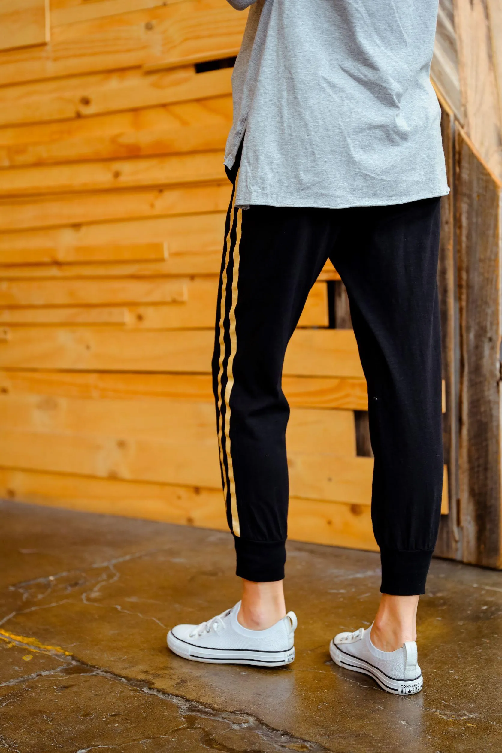 Gaby Superstar Stripe Jogger - Black Gold