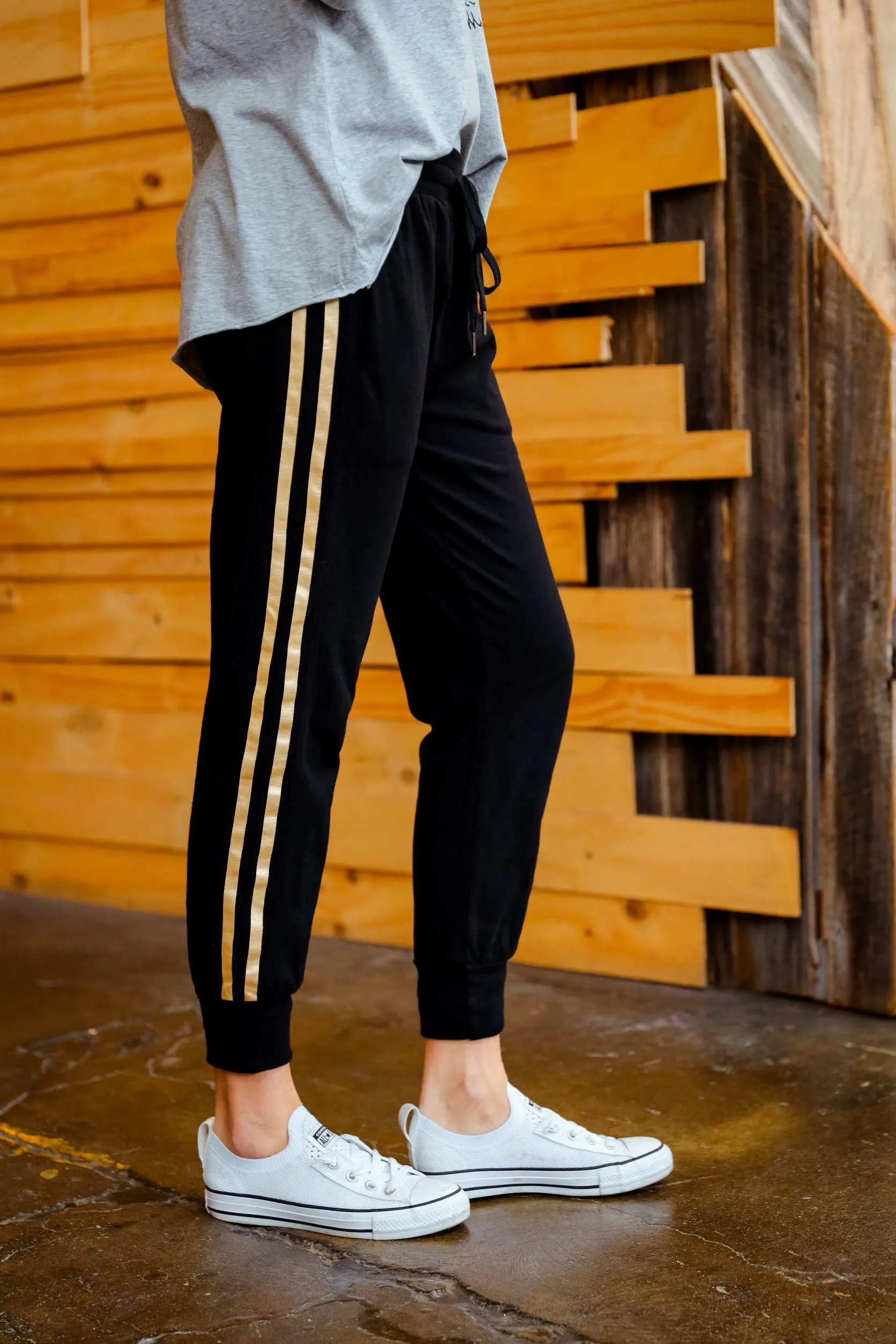 Gaby Superstar Stripe Jogger - Black Gold