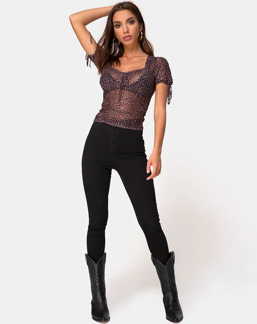 Guinevre Top in Rar Leopard Mesh