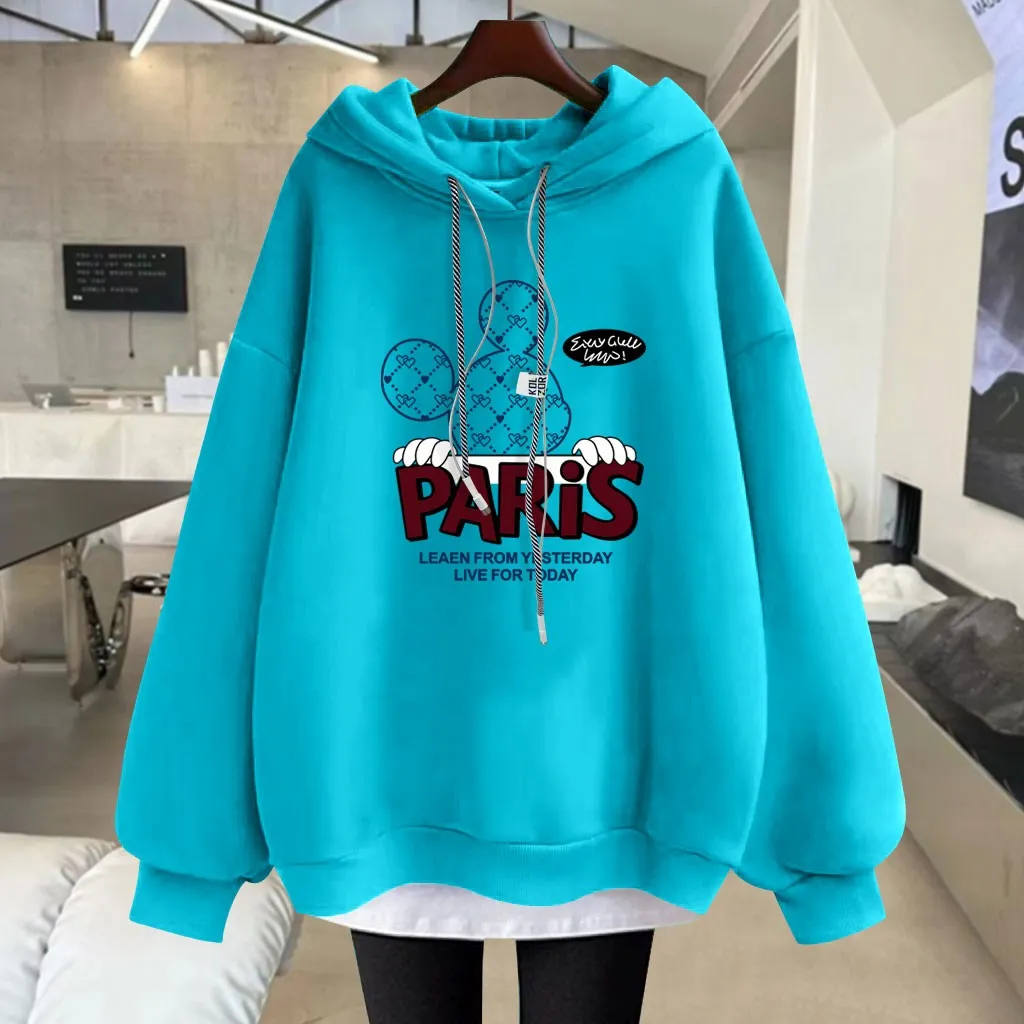 Hoodies cartoon letter mid-length jacket