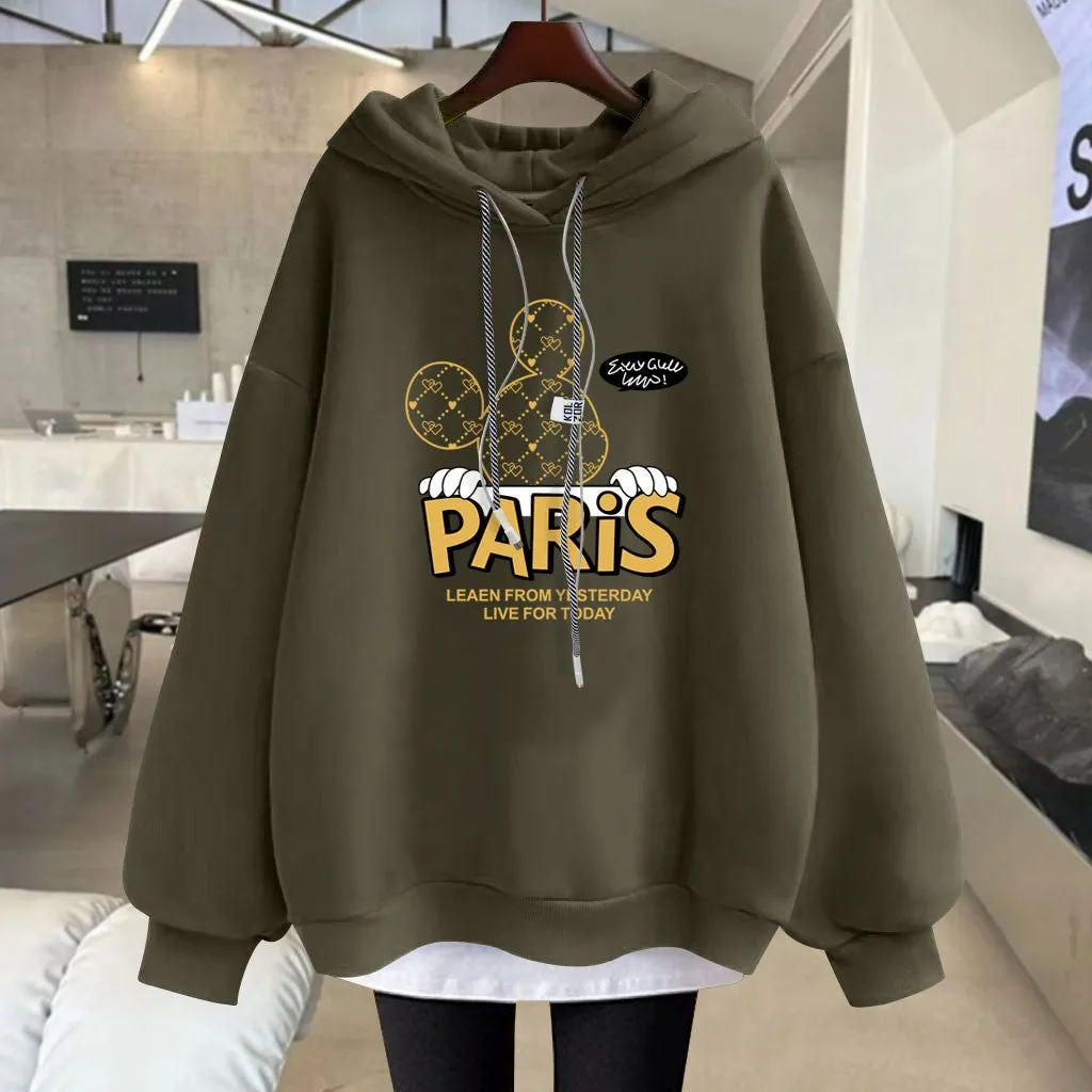 Hoodies cartoon letter mid-length jacket