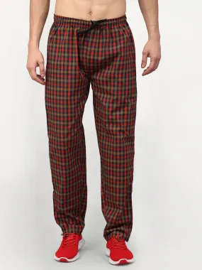 Jashvi Men's Orange Cotton Checked Track Pants