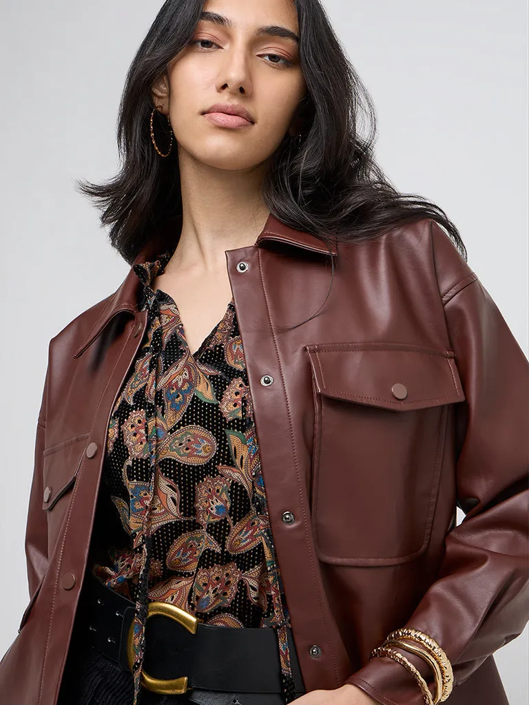 LOV Brown Faux-Leather Jacket