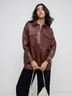 LOV Brown Faux-Leather Jacket