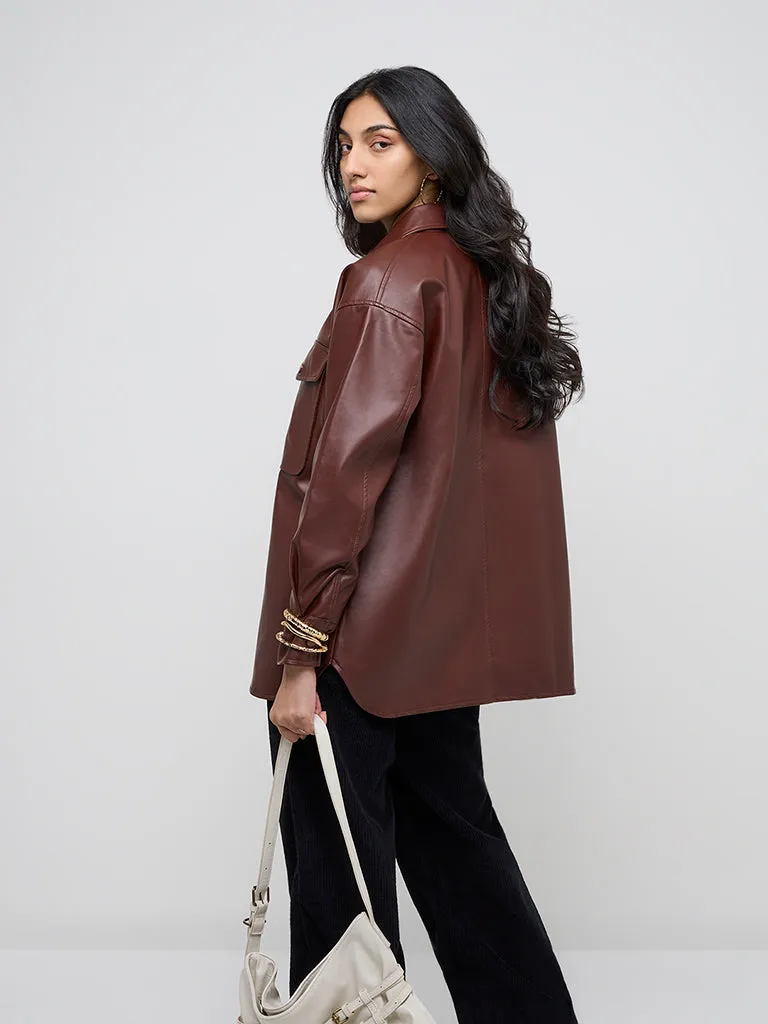 LOV Brown Faux-Leather Jacket