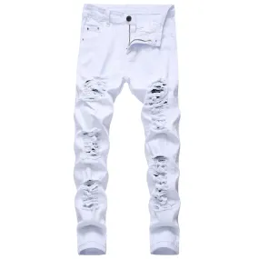 Men's distressed White Jeans slim fit