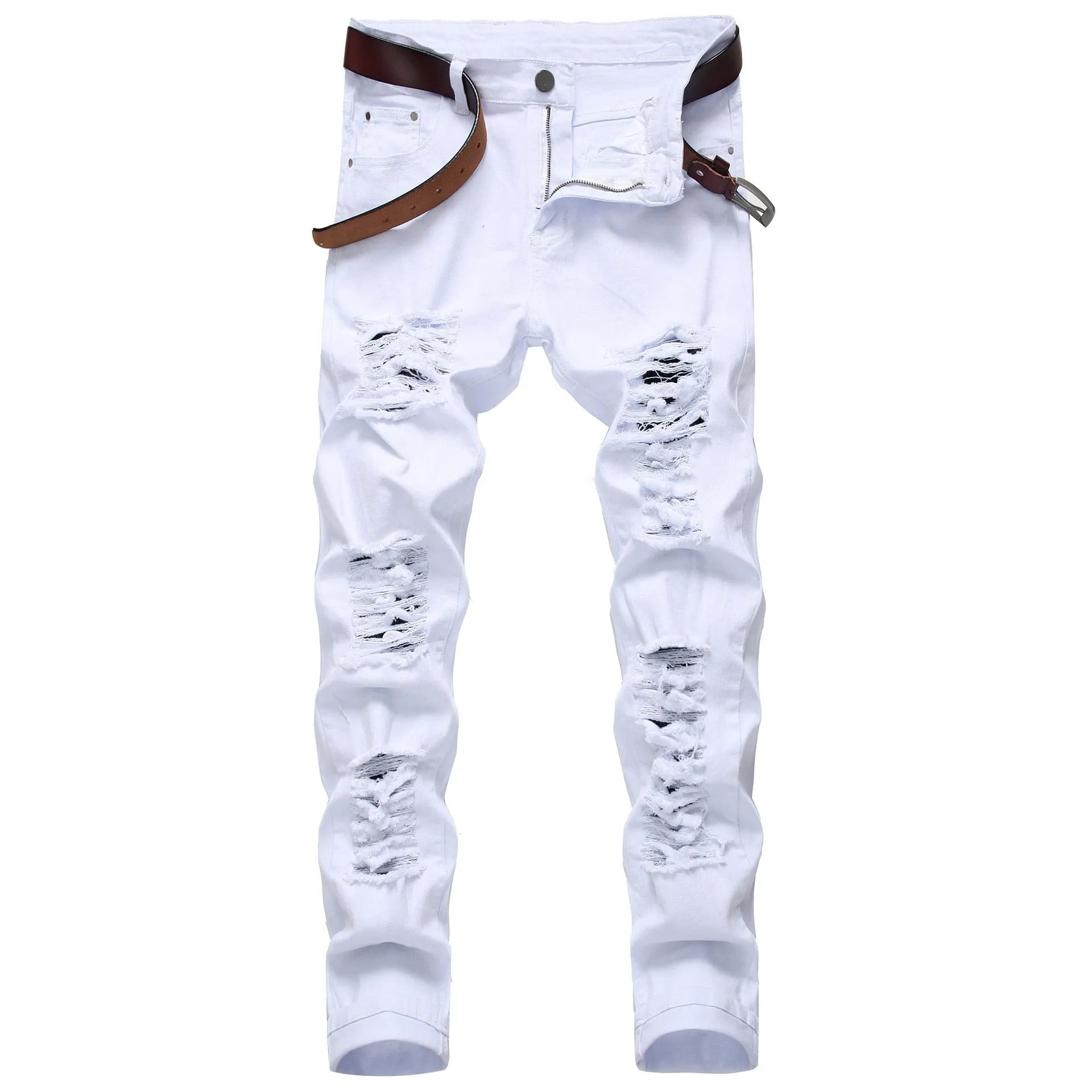 Men's distressed White Jeans slim fit