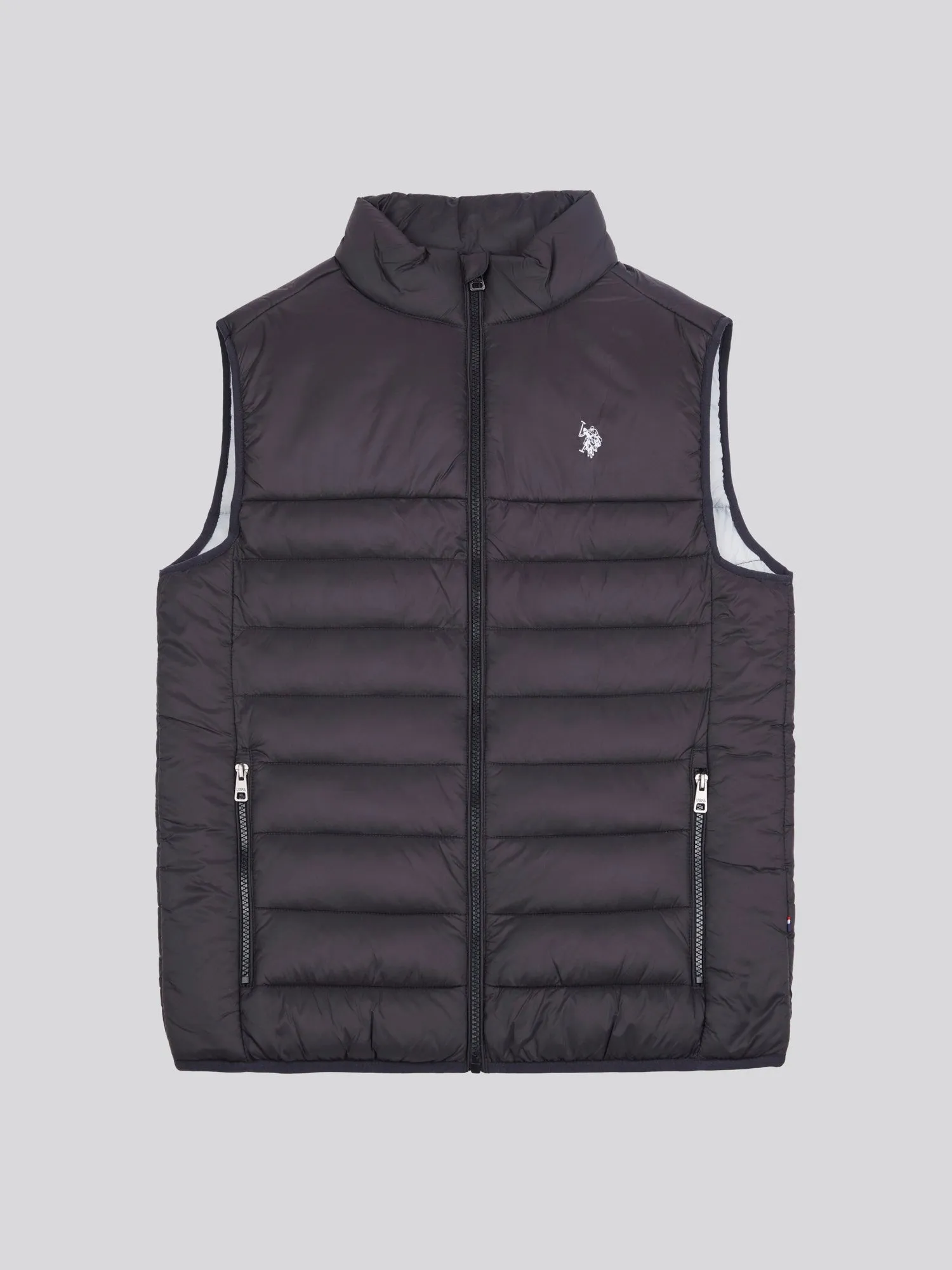 Mens Panelled Quilted Gilet in Black Bright White DHM