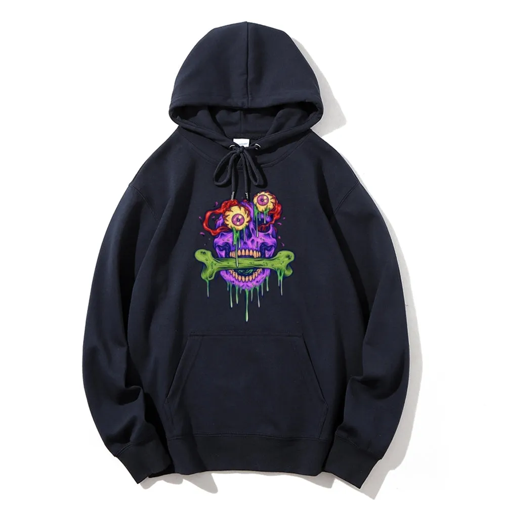 Mens Scary Eyeball Skull Graphic Hoodies