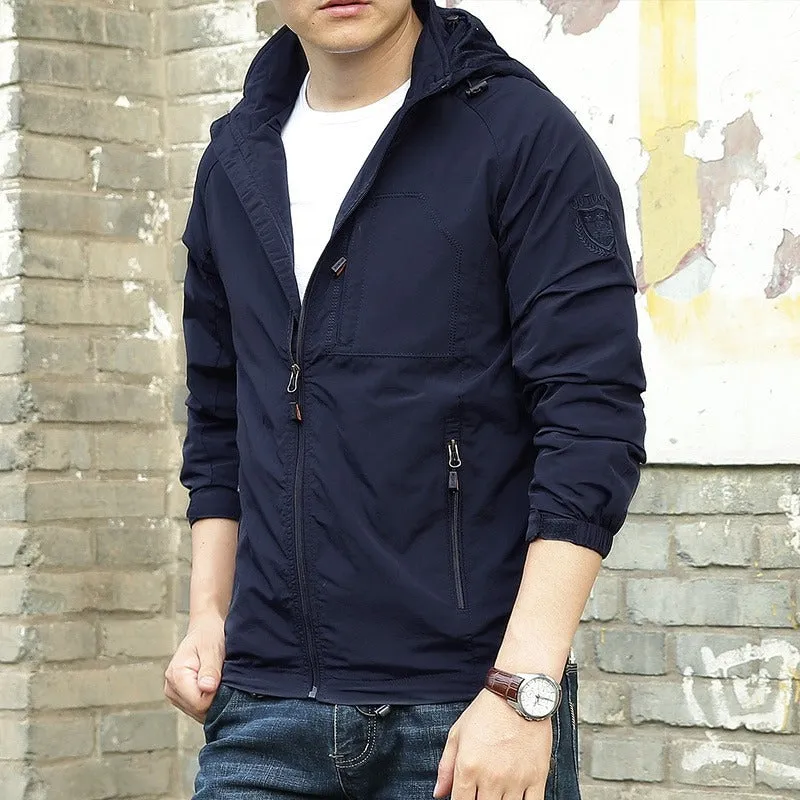 Men's Waterproof Hooded Windbreaker Jacket