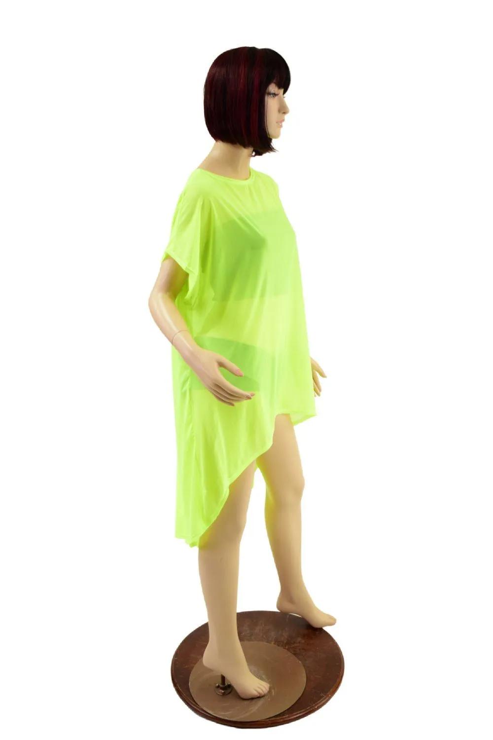 Neon Yellow Hi Lo Mesh Tunic