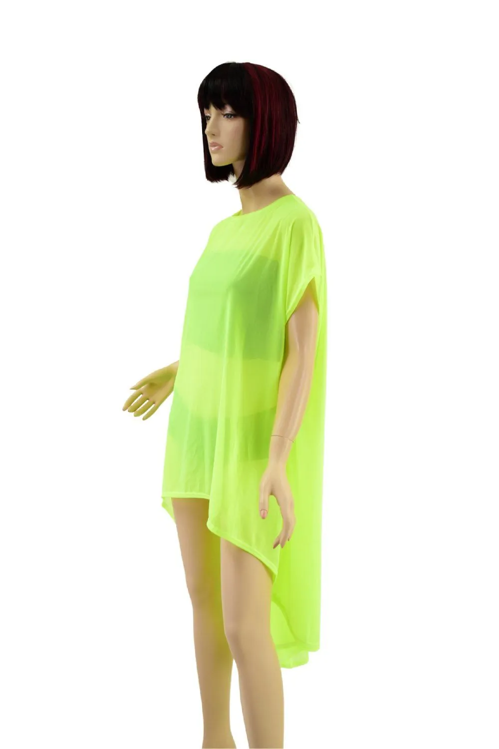 Neon Yellow Hi Lo Mesh Tunic