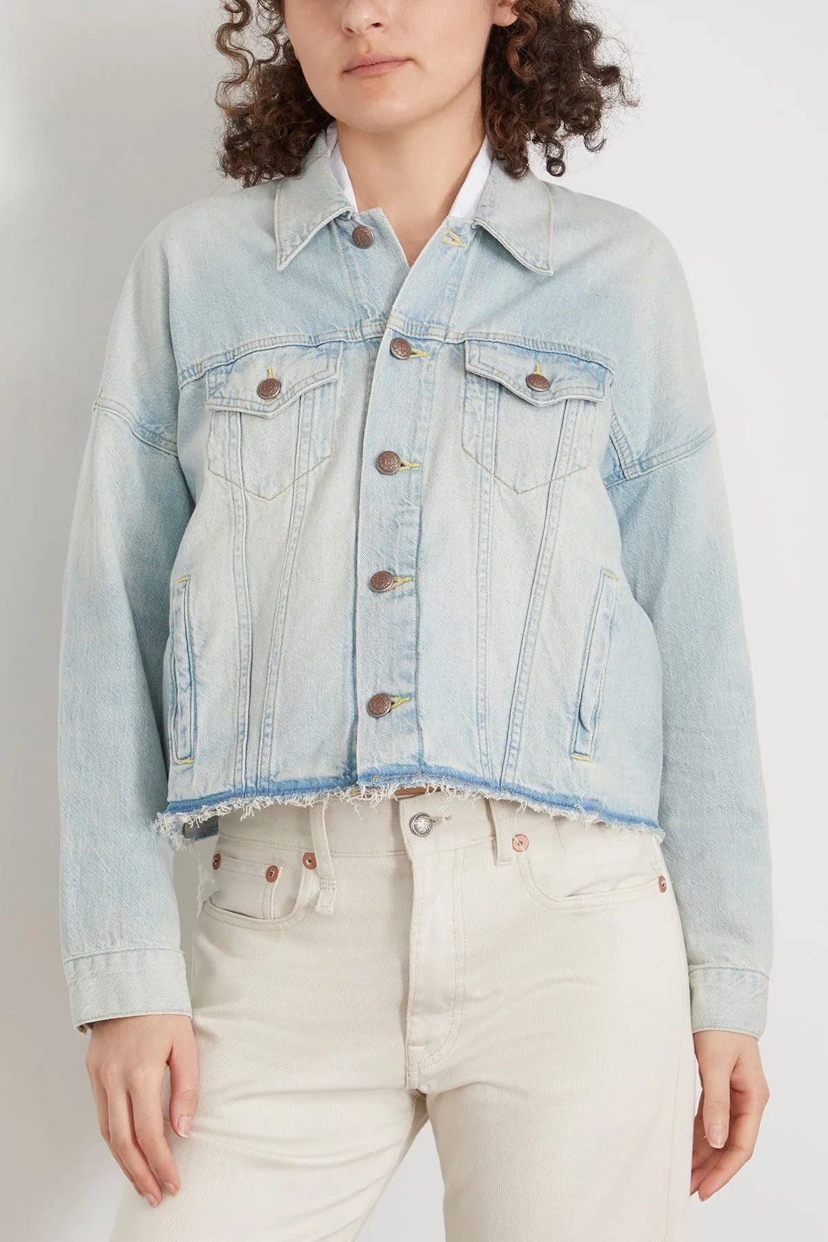 Oversized Cut-Off Trucker Jacket in Lennon Blue