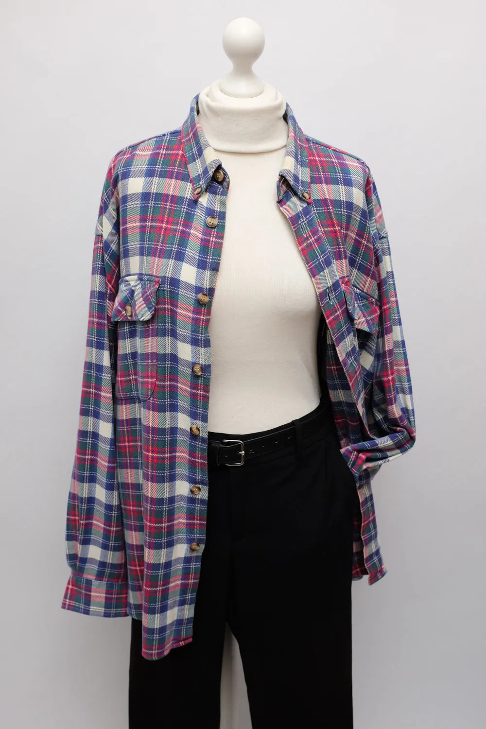 PURE COTTON TARTAN VINTAGE OVERSIZE SHIRT