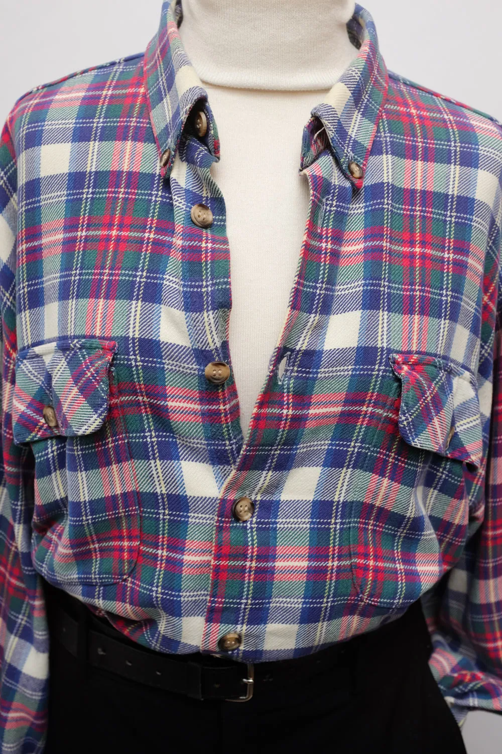 PURE COTTON TARTAN VINTAGE OVERSIZE SHIRT