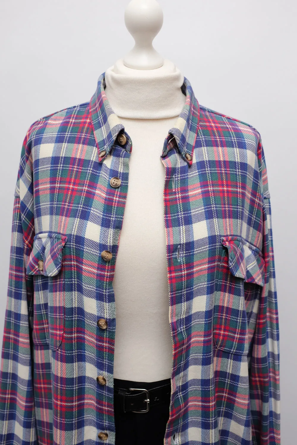 PURE COTTON TARTAN VINTAGE OVERSIZE SHIRT