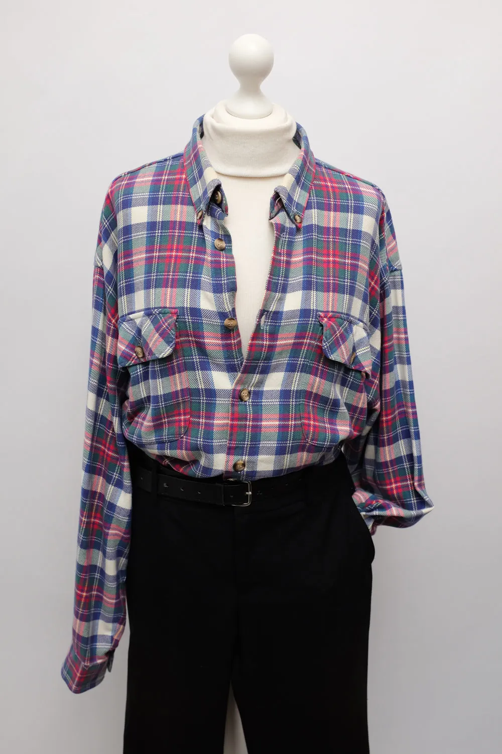 PURE COTTON TARTAN VINTAGE OVERSIZE SHIRT