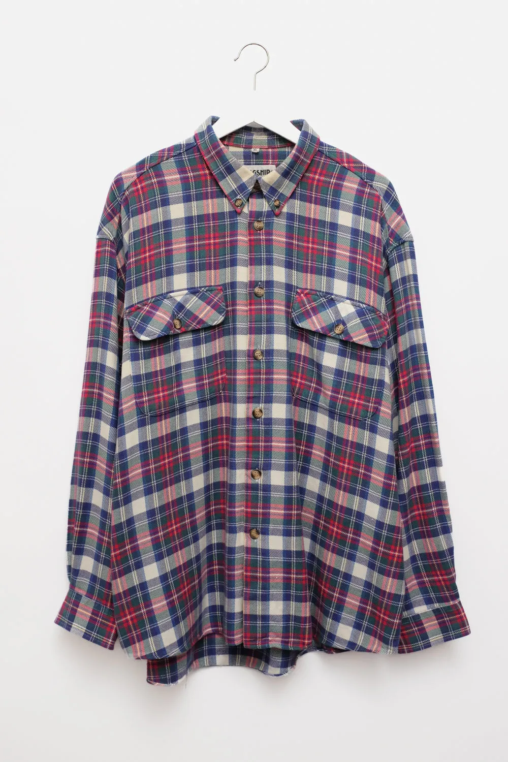 PURE COTTON TARTAN VINTAGE OVERSIZE SHIRT