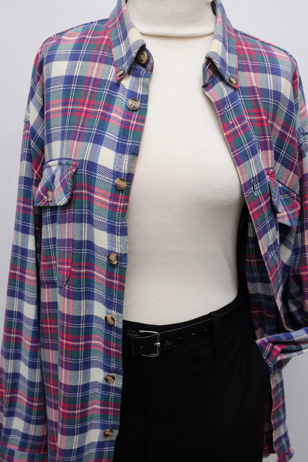 PURE COTTON TARTAN VINTAGE OVERSIZE SHIRT