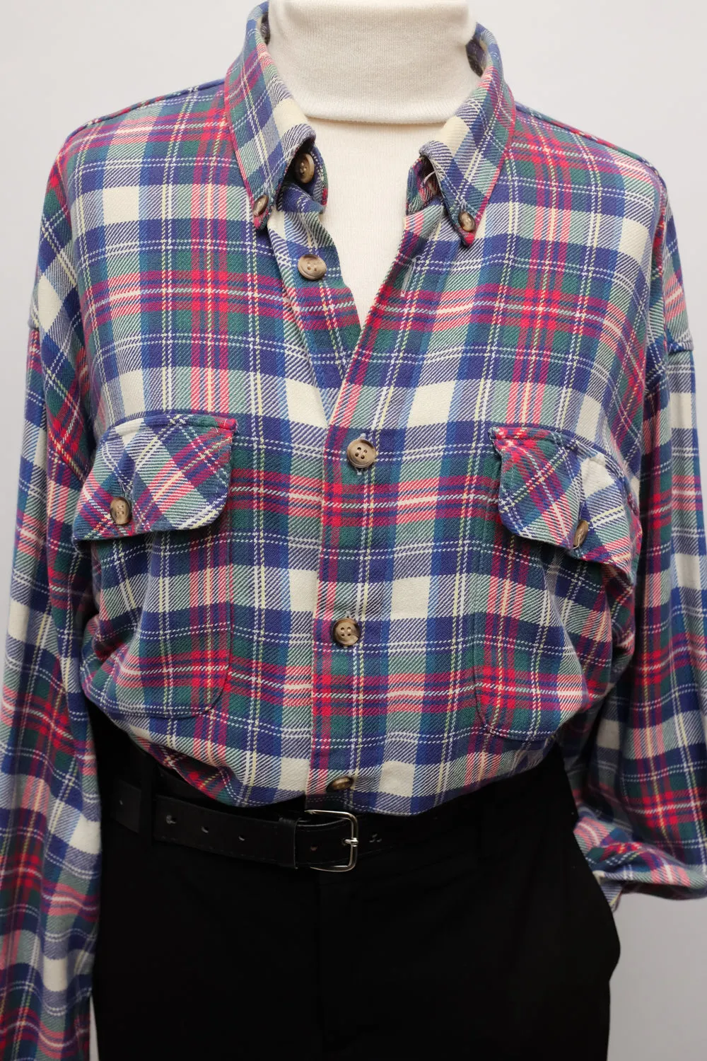 PURE COTTON TARTAN VINTAGE OVERSIZE SHIRT