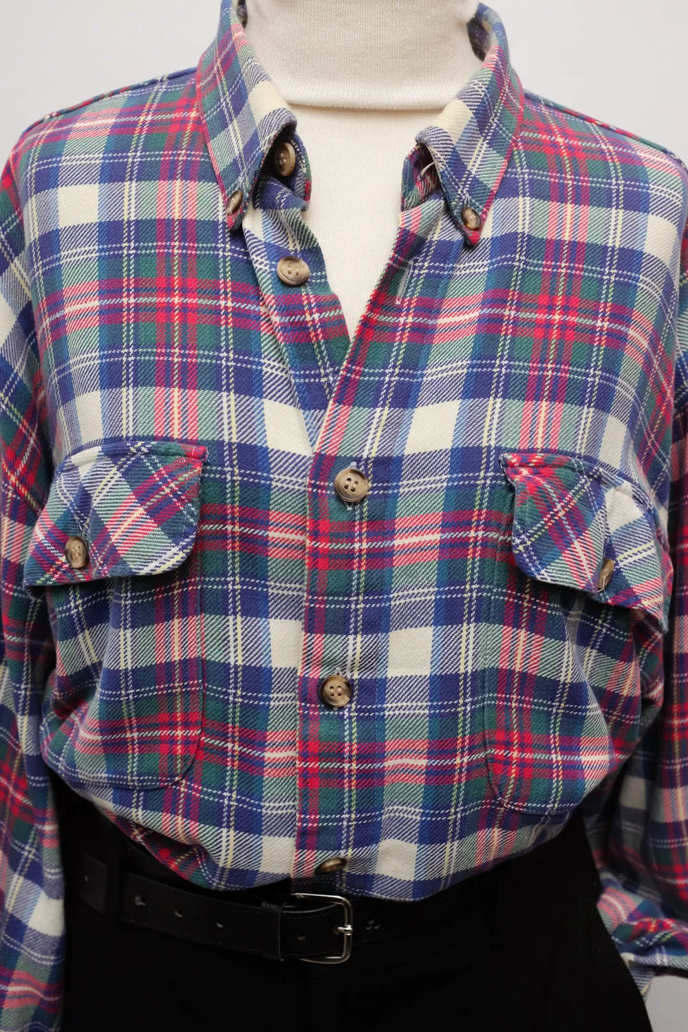 PURE COTTON TARTAN VINTAGE OVERSIZE SHIRT