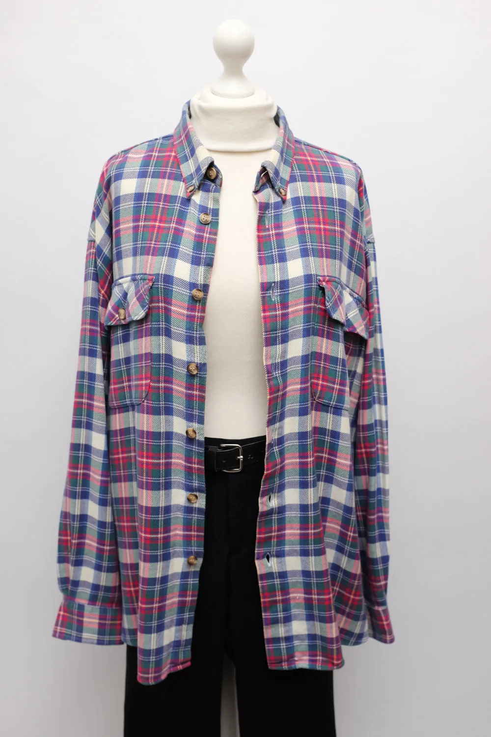 PURE COTTON TARTAN VINTAGE OVERSIZE SHIRT