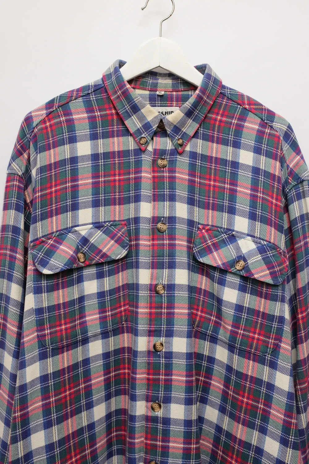 PURE COTTON TARTAN VINTAGE OVERSIZE SHIRT