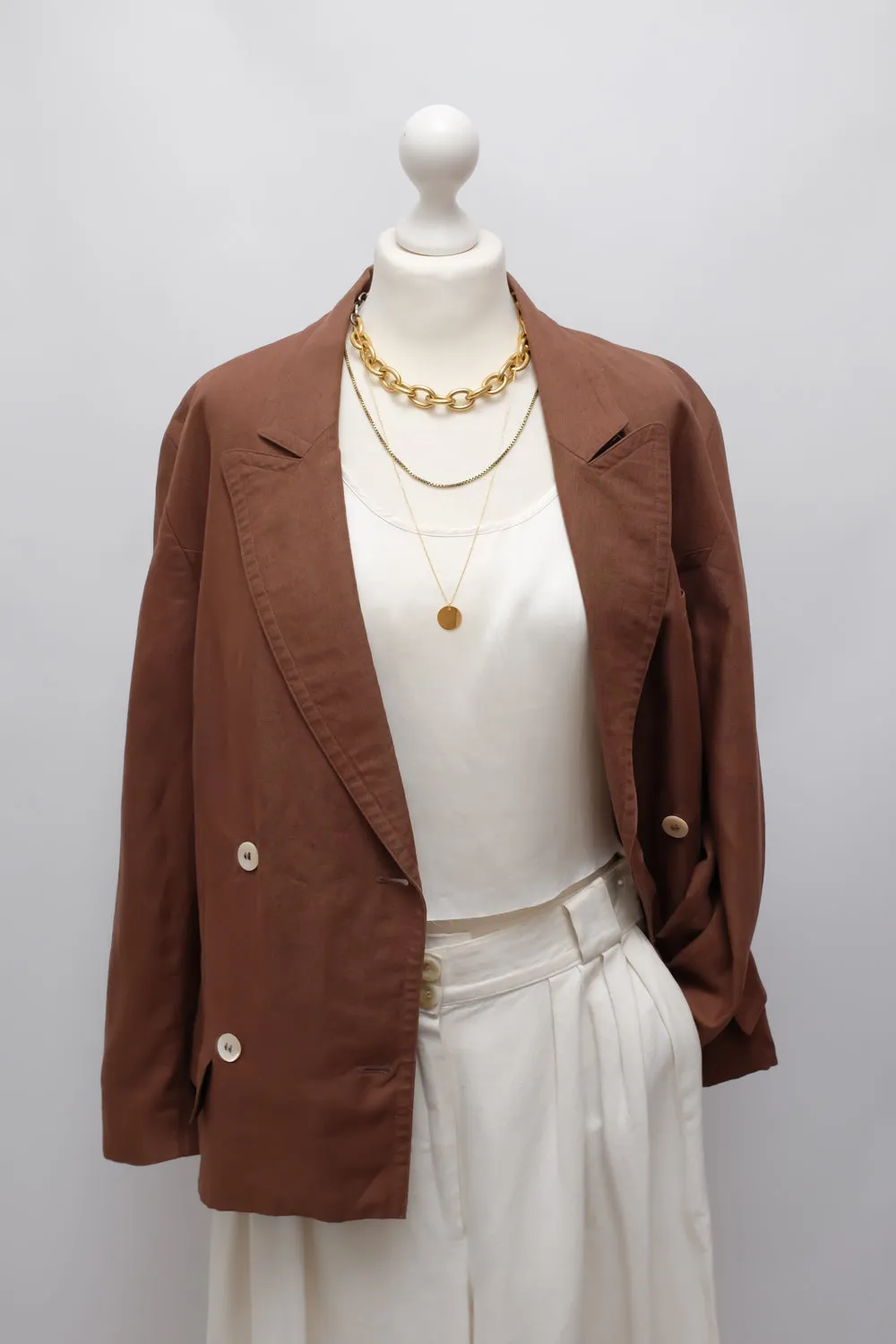 PURE LINEN SUMMER CHOCOLATE BLAZER