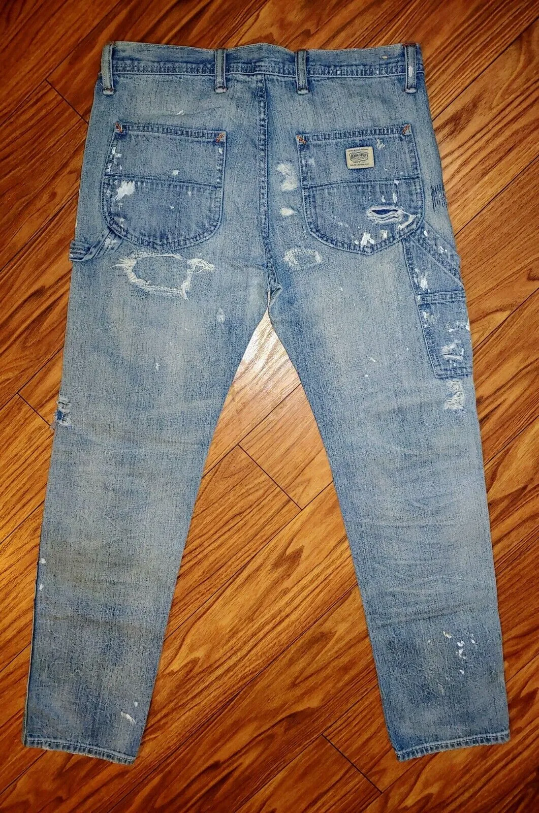 Ralph Lauren Denim & Supply Preloved Boyfriend Distressed Splatter Carpenter Jeans Size 26