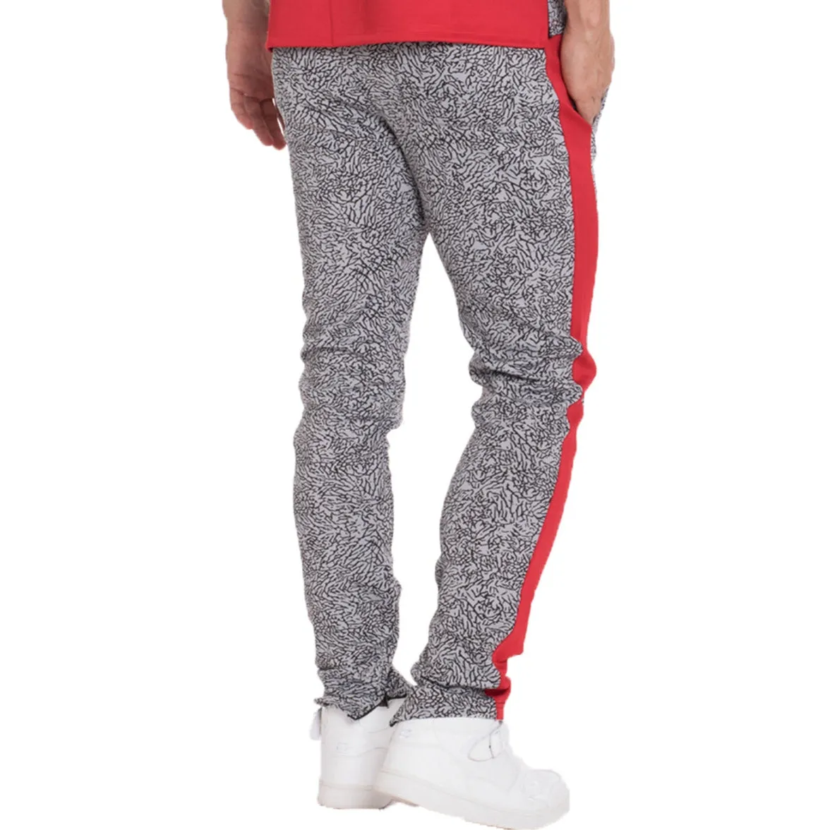 Red Elephant Print Track Pants