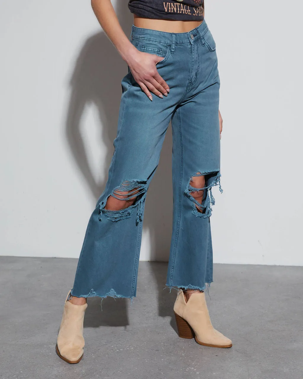 Sammy Distressed Wide Leg Jeans