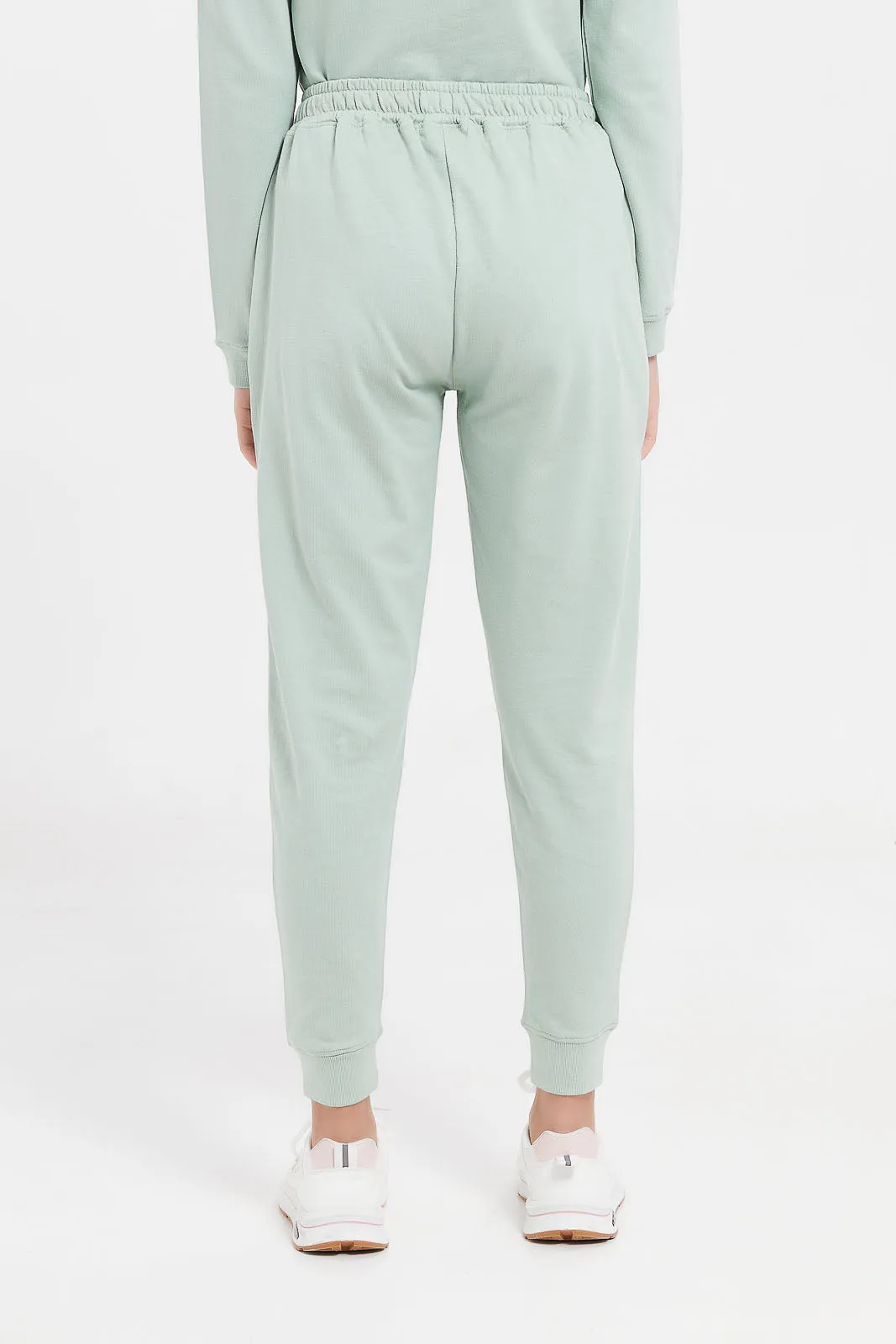 Senior Girls Green Plain Track Pants