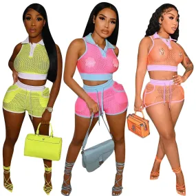 Sexy Mesh Vest Crop Tops & Shorts - Culture Heaven Special